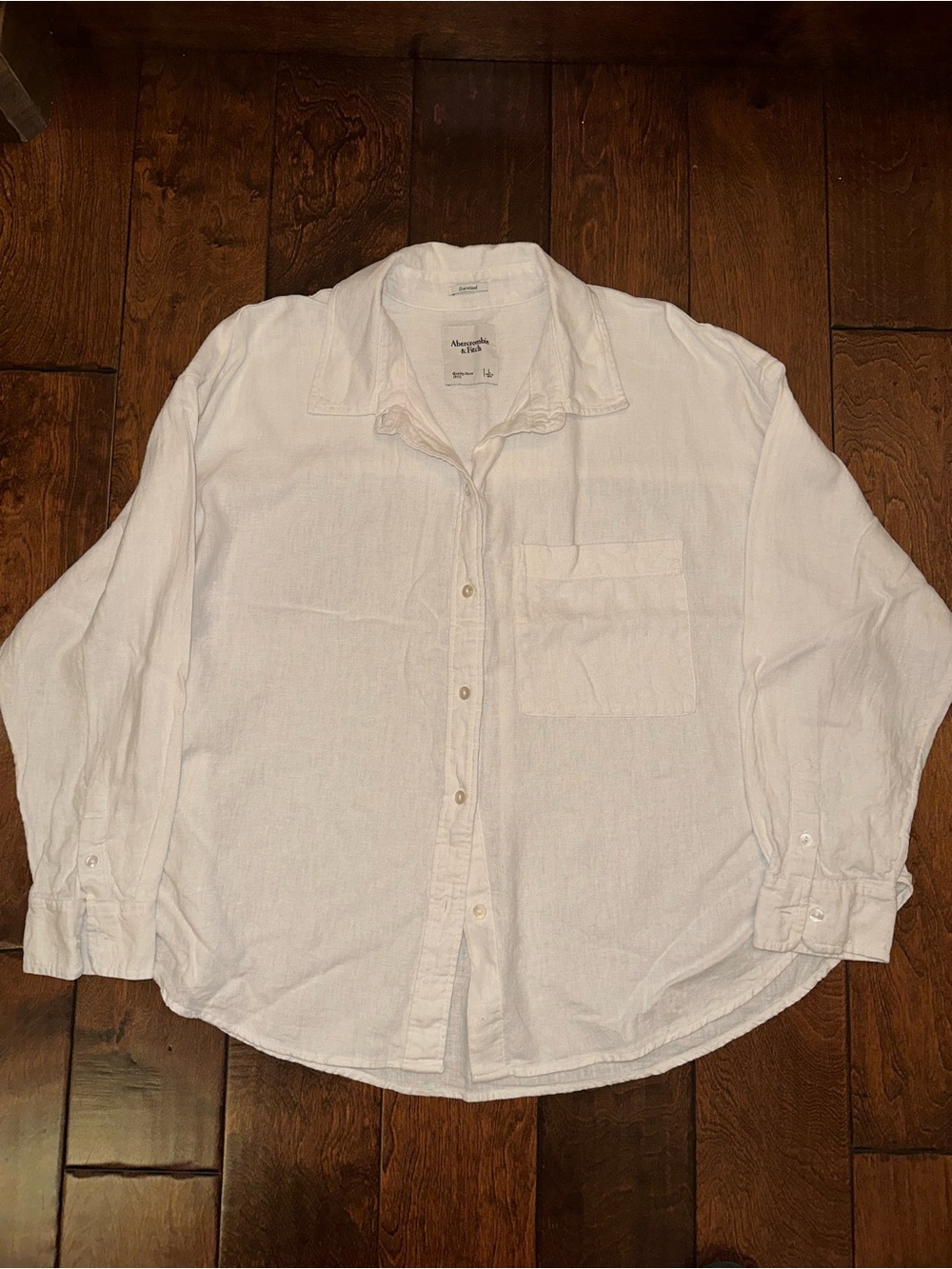 Abercrombie & Fitch White Linen Button-Up Shirt